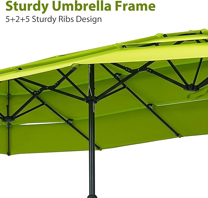 Ainfox 15ft Large Patio Umbrella, Outdoor Double-Sided Pool Umbrellas, 3 Tiers Large Rectangle Market Umbrella for Poolside