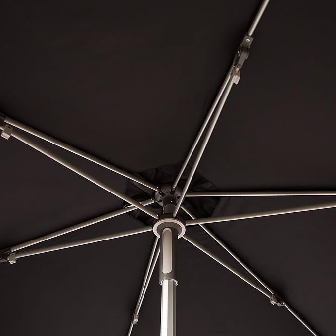 SAFAVIEH 9ft Outdoor Patio Umbrella, Round, Hurst Collection, Black, Push up, UV Resistant for Deck, Backyard, Poolside (PAT8002D)