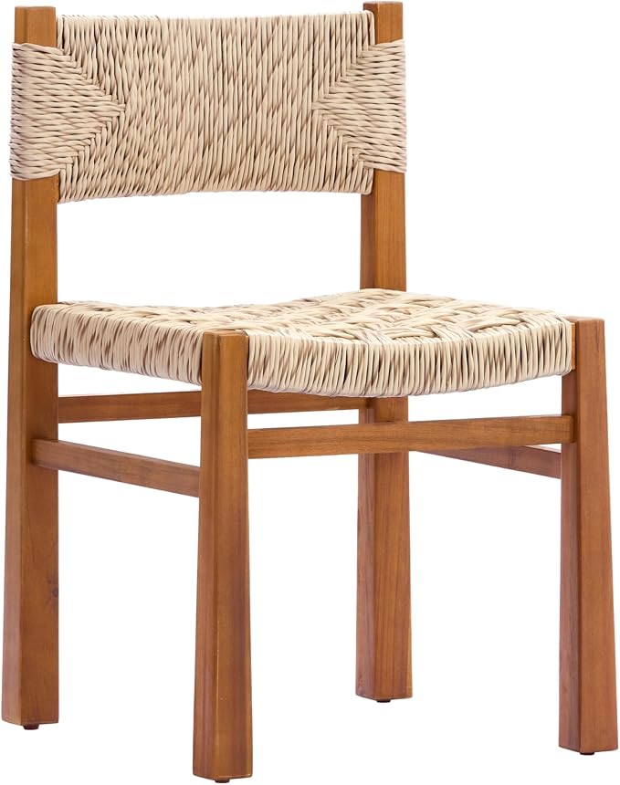 Christopher Knight Home Alson Acacia Wood Patio Dining Set with Bench, Solid Wood Outdoor Dining Table Set for 6, Outdoor Dining Set with Woven Wicker Accent, Teak+Light Grey