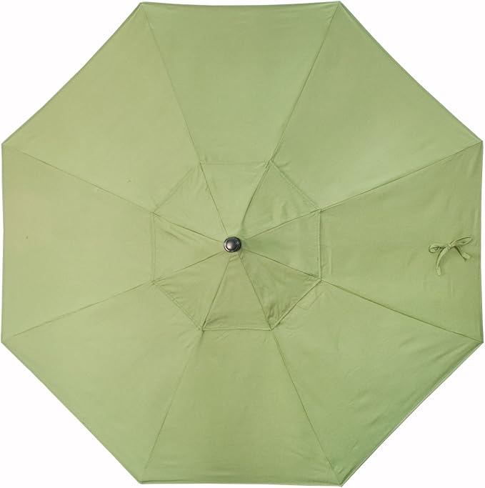 California Umbrella 9' Rd. Venture Series Contract Grade Patio Umbrella, Push Open Pin Stop, Bronze Finish, Sunbrella Spectrum Cilantro