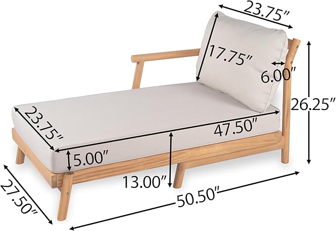 Christopher Knight Home Jorine Patio Chat Set, Acacia Wood Accent Chair, Slat Panel Coffee Table, Sectional L Shaped Sofa, Loveseat and Lounge Chair, Outdoor Conversation Set for Yard, Teak+Beige