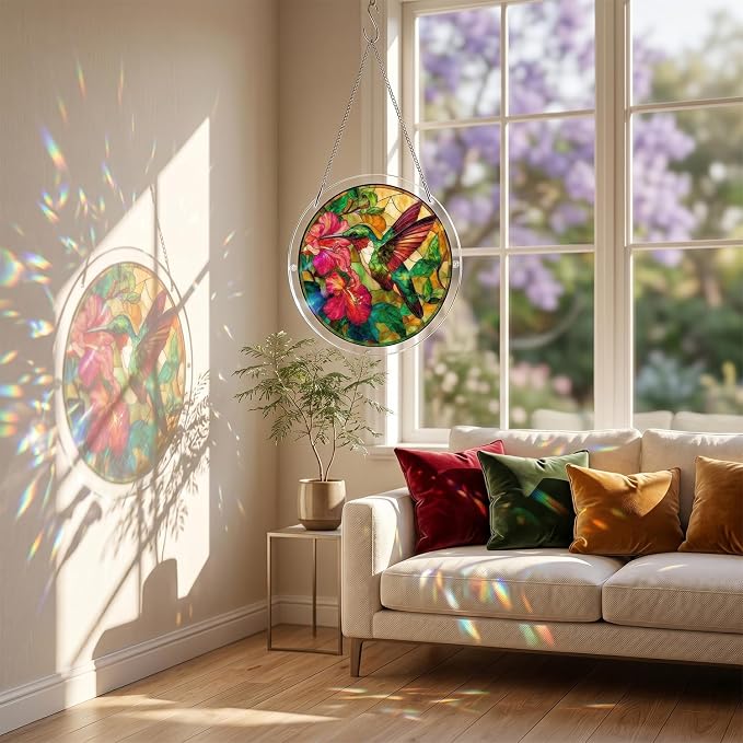 Acrylic Puzzles Sun Catcher Window Hanging, 7.5 Inch Sun Catcher Puzzle Kit for Garden Decoration DIY Acrylic Puzzle Kit Sun Catcher for Women Men Mom Birthday Gift Home Decor (Forget me not Flower)
