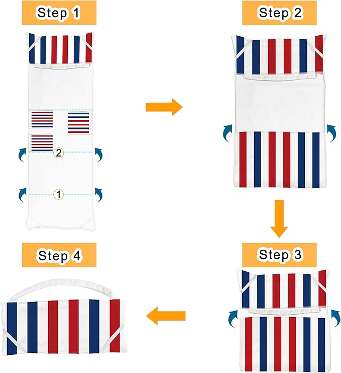 Lounge Chair Towel Cover, Beach Chair Covers (Pack of 2), Chaise Lounge Cover with 3 Pockets for Pool Beach Garden Courtyard Outdoor Trips, 85 x30 in, Striped Dark Blue Red