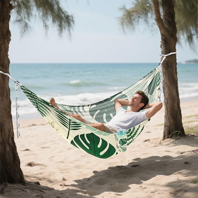 Lush Green Foliage Hammocks for Camping with Portabl Carry Bag Portable Hammock Indoor Outdoor Patio