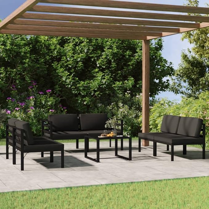 7 Piece Patio Lounge Set,Outdoor Garden Conversation Set,Patio Outdoor Set Suitable Suitable for Patio,Deck,Balcony with Cushions Aluminum Anthracite