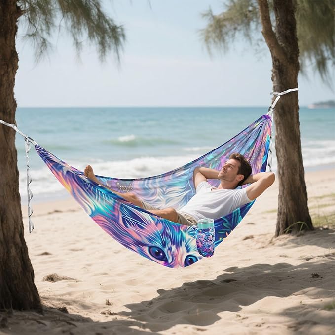 Colorful Cartoon Kittens 330lb Capacity Hammocks with Tree Straps Hanging Hammock for Indoor Outdoor Patio hamaca con Base para adultos