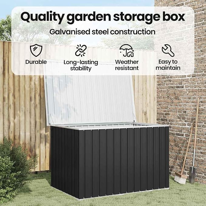 vidaXL Patio Storage Box, Deck Box with Lid, Outdoor Cabinet, Storage Chest for Outdoor Cushions Throw Pillows Garden Tools Pool Supplies, Anthracite