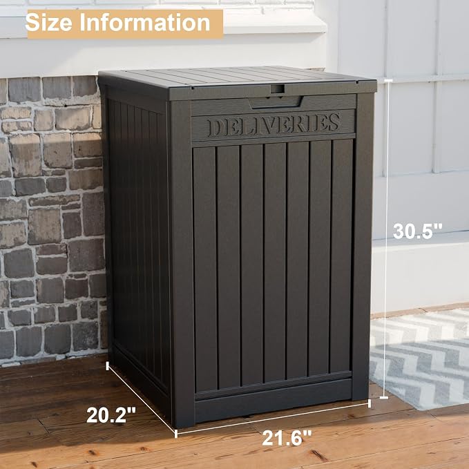 Vixzen Extra Large Package Delivery Box for Outside,Waterproof & Sturdy Parcel Drop Boxes,Resin,Easy to Assemble,Package Drop Box for Porch, House, Curbside,Black