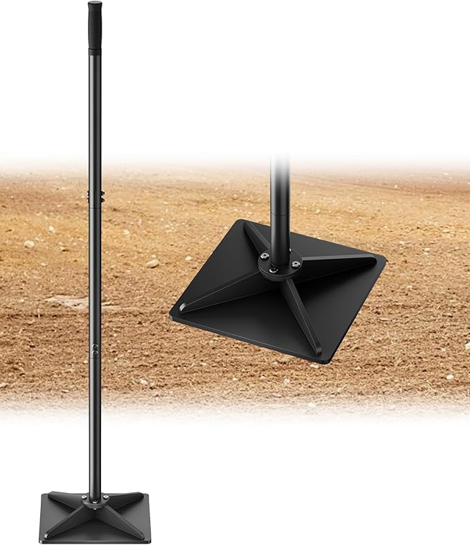 10" x 10" Heavy Duty Steel Tamper with 44.7 inch Adjustable Handle & Rubber Grip, Thickened Steel Garden Dirt Tamper Tool for Ground & Gravel Leveling, Soil Tamper for Yard, Sand, Driveway