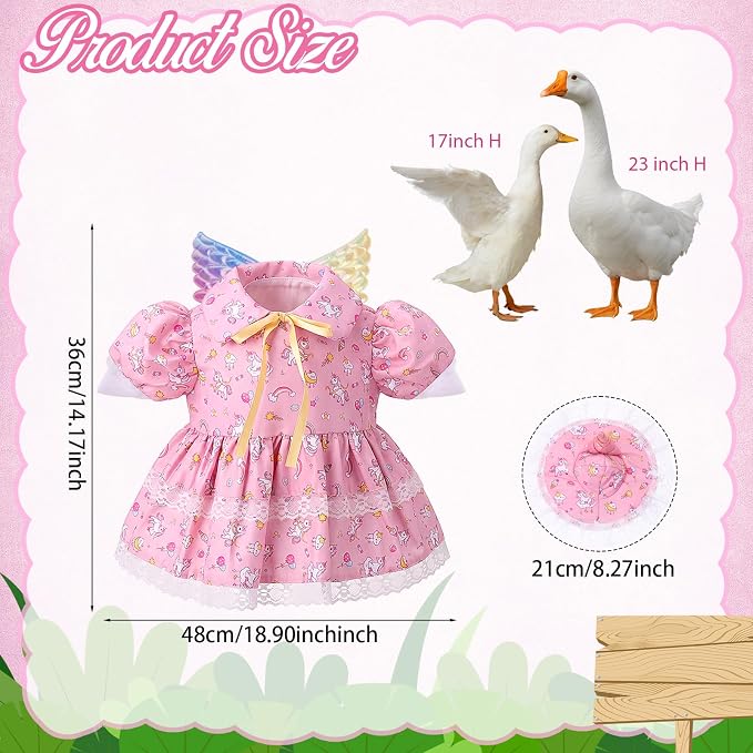 Porch Goose Outfit, 23" Porch Goose Clothes with Strawberry Skirt and Hat for Spring Summer Party Outdoor Patio