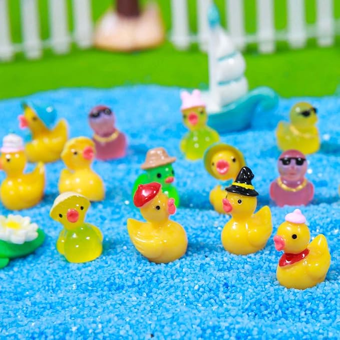 U-Zimikee 45 Pcs Multicolor Mini Resin Ducks, Little Ducks Figurines, Tiny Ducks to Hide, Small Miniature Ducks Figures Bulk for Fairy Garden, Dollhouse Decoration Micro Landscape Ornament