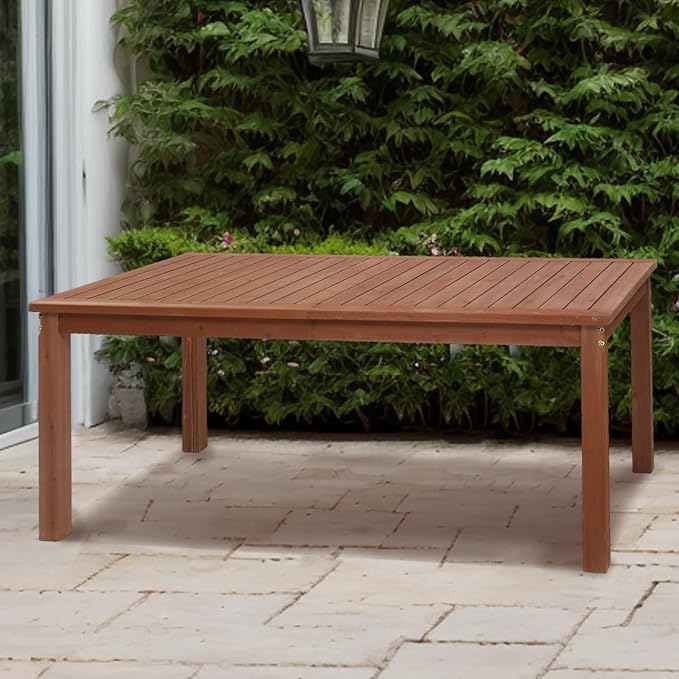 Outvita Patio Dining Table, 6-Person Indoor Outdoor Wood Dining Table, Rectangular Patio Furniture Desk for Outside, Yard, Porch, Deck, Indoors