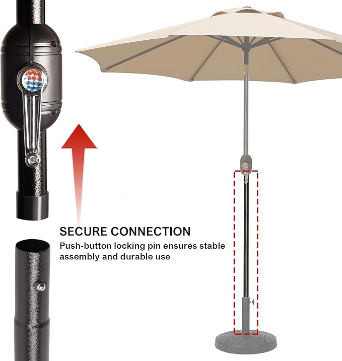 Blissun 9' Patio Umbrella + Replacement Lower Pole – Complete Outdoor Shade Solution with Spare Heavy-Duty Bottom Pole (Bundle)