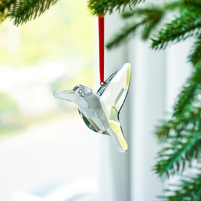 Clear Hummingbird Crystal Suncatchers 2 Pcs 3 Inch Rainbow Hanging Decor | Rainbow Glass Hummingbird Sun Catcher Hanging Pendants Crystal Prisms Set of 2 for Window Garden Home Christmas Decor