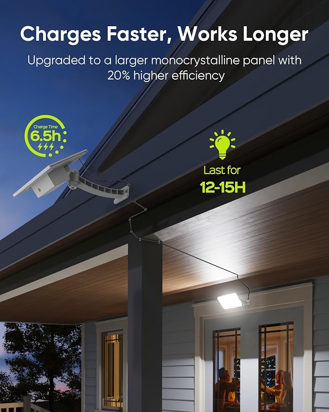 JACKYLED 1000 Lumen 299 LED Solar Dusk to Dawn Light Outdoor Solar Powered Spotlight Outside Waterproof Wall Mount Security Light for Porch Storage Room Patio Shed (White, 2-Pack)