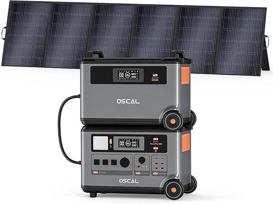 OSCAL 6000W Solar Generator, 7200Wh Power Station with 500W Solar Panels, 4 AC Outlets(9000W Surge), 120V/240V Dual Voltage, LiFePO4 Battery for Home Backup Outdoors Camping RV Emergency