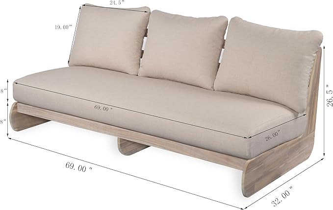 Christopher Knight Home Poppy 2 Piece Patio Conversation Set with Cushion, Acacia Wood 6 Seater Outdoor Sofa Chat Set, Outdoor Sectional Sofa Set of 2 for Patio Furniture Set, Antique Grey+Grey