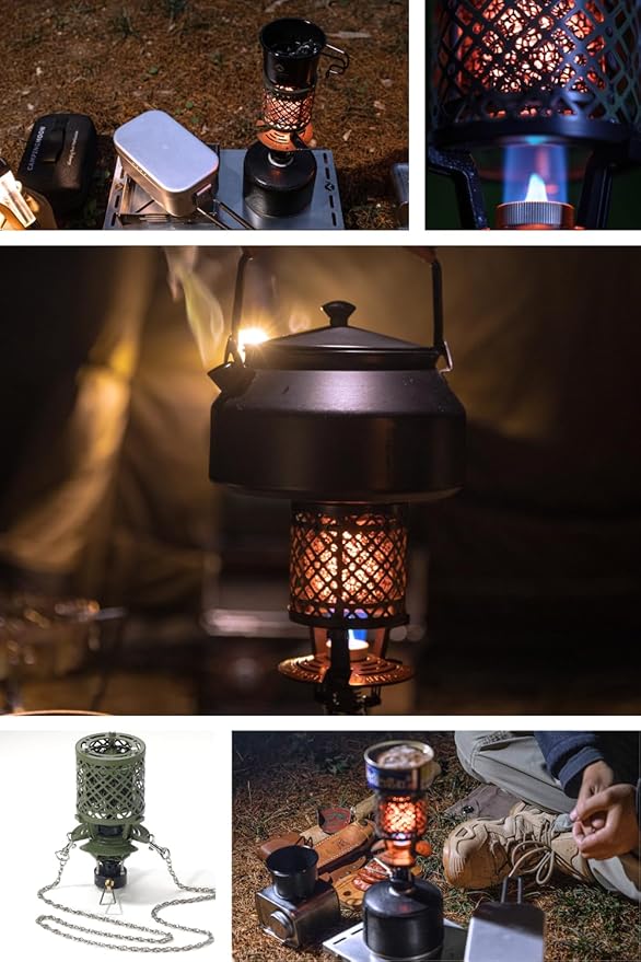 CAMPINGMOON T-HEATER GASWARE Gas Heater Propane Isobutane for Camping Outdoor Collaboration Limited Edition with EVA Case (Green)