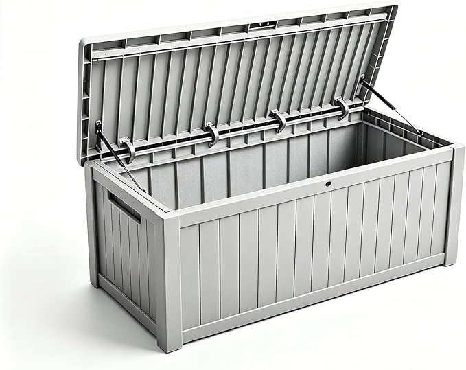 Outdoor Storage Solution with Deck Box Design, Multi-purpose Patio Furniture for Garden Tools, Shoe Storage & Cushions, Strong Storage Bins with Lids Style (lightgray)