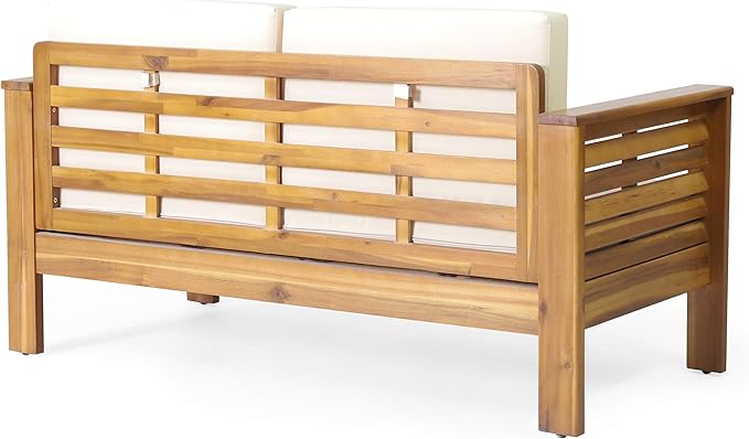Christopher Knight Home Louver Chat Set, Teak + Cream