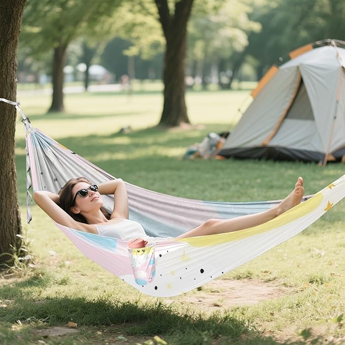 Cartoon Cute Pastel Clouds 330lb Capacity Hammocks Swing Hammock for Outside Beach Patio Garden para ir de Camping