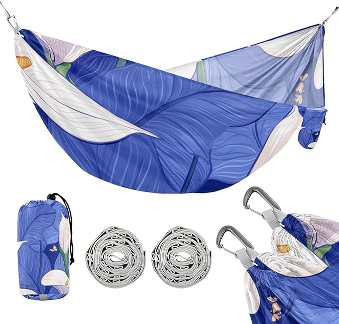 Safari Calla Lily Royal Blue 330lb Capacity Hammocks for Camping with Portabl Carry Bag Swing Hammock for Patio Backyard Lounge Base hamaca con Base para adultos