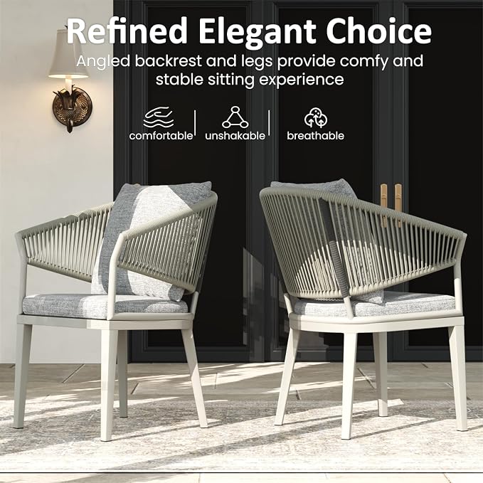LayinSun 14 Piece Outdoor Dining Table Set, Aluminum Modern Rectangular Dining Table and All-Weather Wicker Chairs Set for Patio Deck Indoor Decor Kitchen