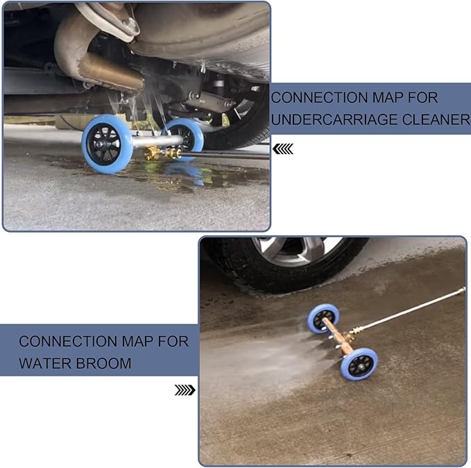 2-in-1 Undercarriage Pressure Washer Attachment – 4000 PSI Broom, 16" – 3 Extension Wands & Rust Prevention