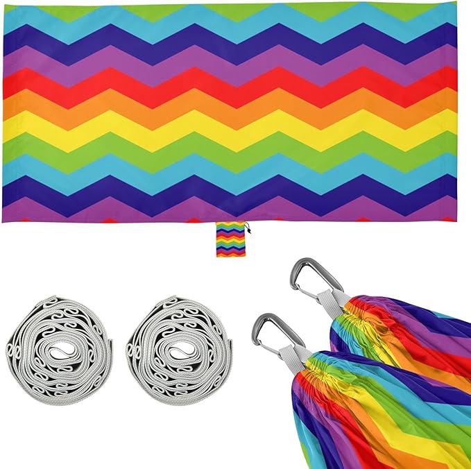 Rainbow Digital Papers 330lb Capacity Hammocks with Tree Straps Indoor Hammock for Camping & Hiking Essential hamaca para adultos