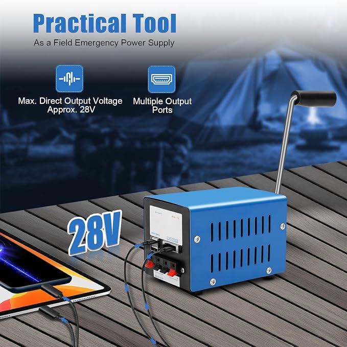 20W Hand Crank Generator, USB Charger, Outdoor Camping Generator Portable, Manual Power Supply Emergency Backup, Manual Power Supply for Camping Battery Powered Radio,USB Charger