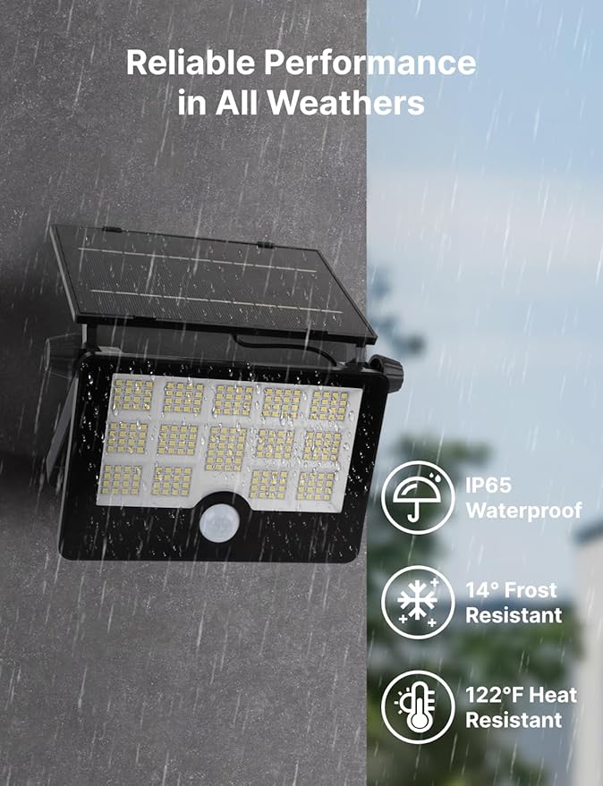 Solar Flood Light, 232 LEDs Bright Motion Sensor Outdoor Lights, Dusk-to-Dawn Solar Powered Security Light for Yard, Patio, Driveway, Garden, 2 Pack