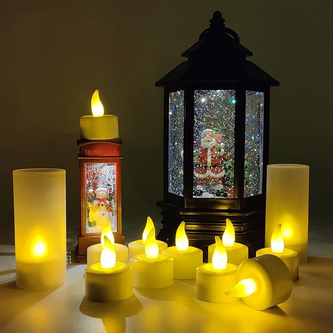 YASENN Rechargeable Candles Warm White led TeaLights Candles 12pcs Flame Effect Program Flickering Plastic Flameless Candles for Bar Dinner Decorations