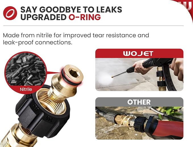 WOJET Pressure Washer Adapter, M22 15mm Female Thread to M22 14mm Male Fitting, 5000 PSI Power Washer Hose Coupler, Connect M22 14mm Quick Connect to Power Washer or Accessories with 15mm Outlet/Inlet