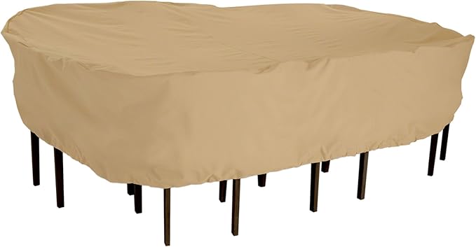 Classic Accessories Terrazzo Water-Resistant 89 Inch Rectangular/Oval Patio Table & Chair Set Cover, Outdoor Table Cover