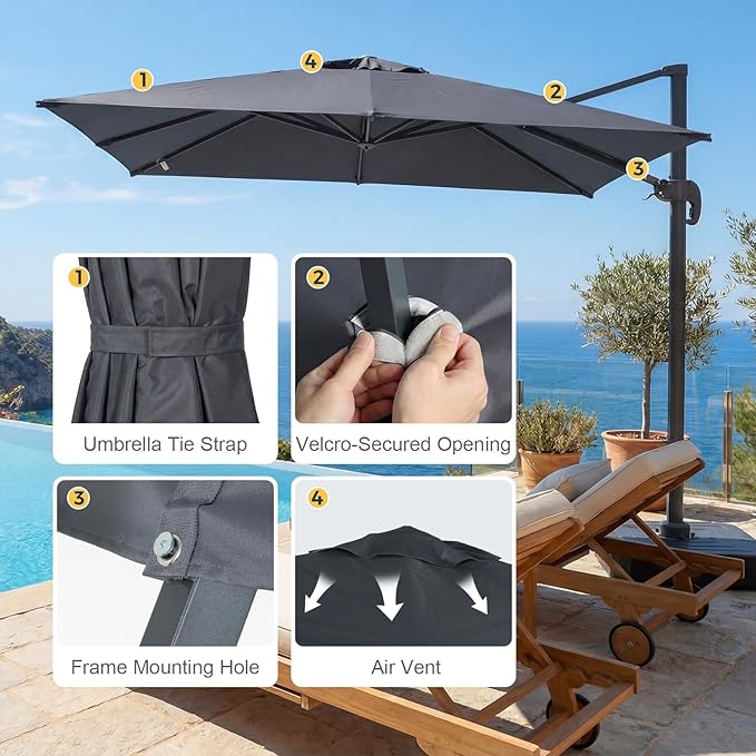 COWVIE Umbrella Canopy Replacement for 8 Ribs Patio Umbrella, Outdoor Table Parasol Replacement for Yard, Canopy Only