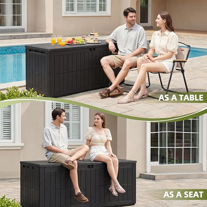 UDPATIO 180 Gallon Deck Box Outdoor Storage Box Lockable Resin Shed Waterproof Indoor Outdoor Storage Container for Patio Cushions Tools Package Delivery Boxes for outside