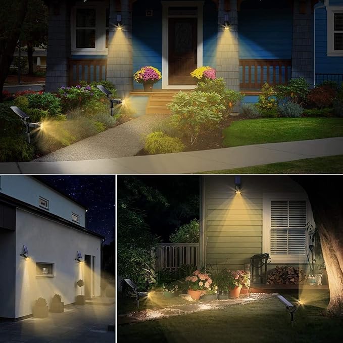 URPOWER Solar Lights Outdoor, 2-in-1 Solar Spot Lights Waterproof with 2 Lighting Modes, Adjustable Solar Powered Spotlights Auto On/Off Landscape Lights for Yard Garden Pathway, 2 Pack (Warm White)