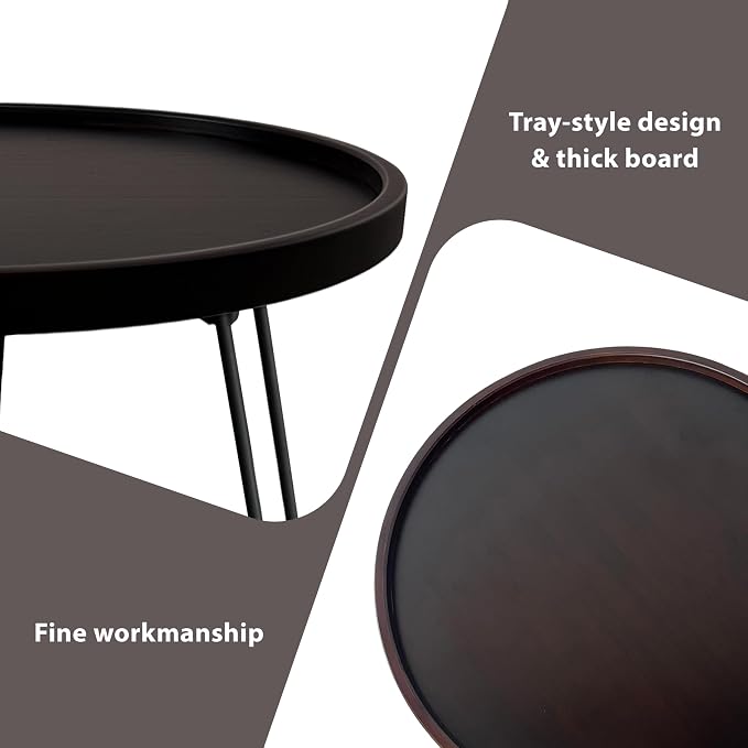 17.7 in Outdoor Round Side Table, Small Patio Table, Japanese Tatami Table, Foldable and Portable to Save Space, Suitable for Home Garden, Indoor and Outdoor Use