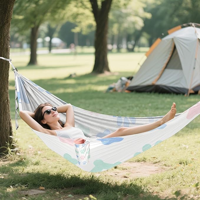 Paw and Bone Outdoor Hammock with Tree Straps Cloth for Outside Beach Patio Garden