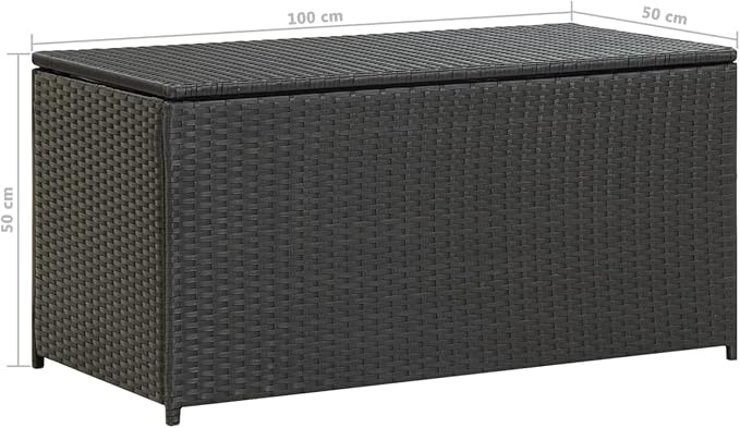 REWIS Patio Storage Box Deck Storage Box Outdoor Storage Cabinet Waterproof Storage Containers Storage Outdoor Poly Rattan 39.3"x19.6"x19.6" Black