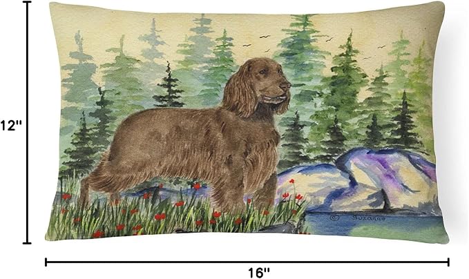 Caroline's Treasures SS8131PW1216 Field Spaniel Canvas Fabric Decorative Pillow Machine Washable, Indoor Outdoor Decorative Pillow for Couch, Bed or Patio, 12HX16W