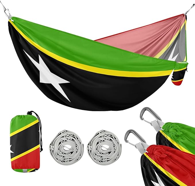 National Flag of Saint Kitts and Nevis Hammocks with Portabl Carry Bag Backyard Hammock for Indoor Outdoor Patio