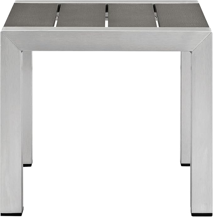 Modway Shore 3-Piece Aluminum Outdoor Patio Furniture Set in Silver Beige