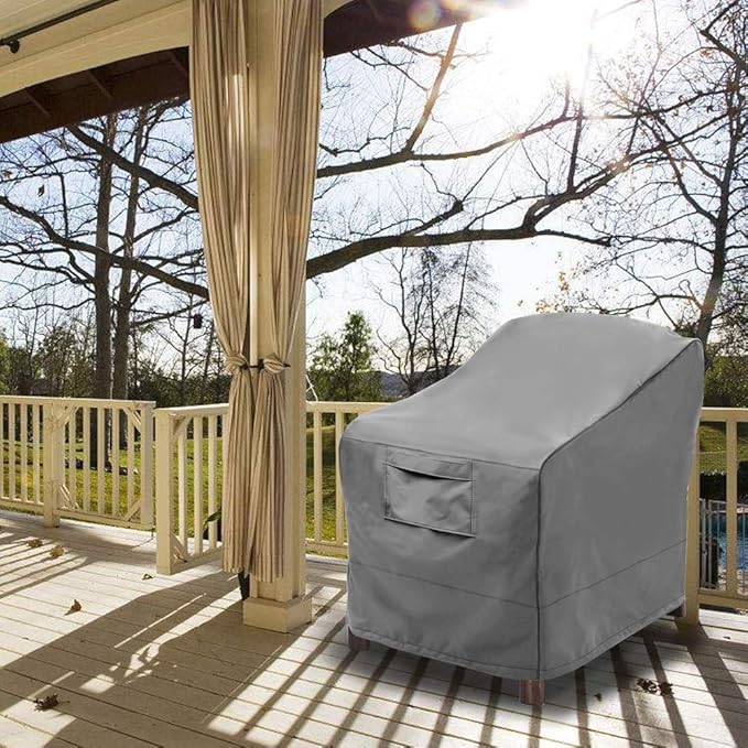 Vailge Patio Chair Covers, Lounge Deep Seat Cover, Heavy Duty and Waterproof Outdoor Lawn Patio Furniture Covers (Large, Grey)