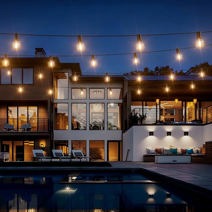 Svater Solar Outdoor String Lights 200FT, G40 Patio Lights Shatterproof Dimmable Vintage Edison Bulbs - Solar Powered Weatherproof Light for Patio, Backyard, Garden, Bistro(2X100 FT)