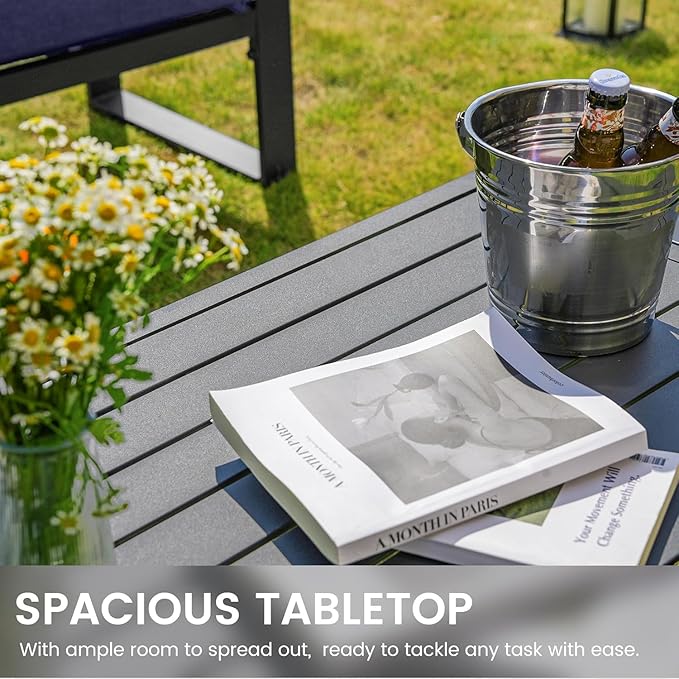Sundale Outdoor Aluminum Patio Furniture Set, 5 Piece Outdoor Conversation Sets with Coffee Table and 6" Thick Olefin Cushions, All Weather Outdoor Sectional Set for Deck, Lawn, Yard (Grey)