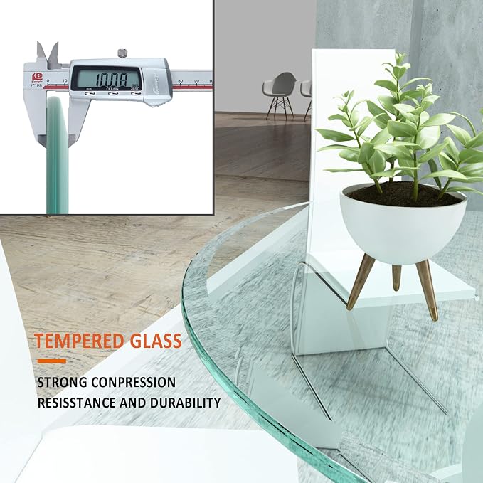 32" Tempered Glass Table Top Round Transparent Table Surface 3/8'' Thick Beveled Edge Multipurpose for Dining, Coffee, Restaurant and End Table (3/8" Thick - Beveled Edge, 32 inch)