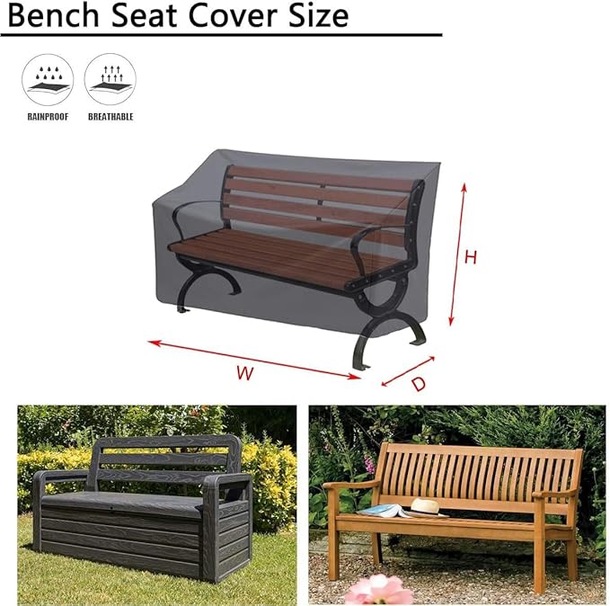 Kingling Outdoor Bench Cover Waterproof for 64 Inch Patio Acacia Wood Bench & 3 Seat Patio Loveseat, Sofa, Glider Heavy Duty Patio Furniture Covers for Outdoor Seating-64 W x 25" D x 35" H Black