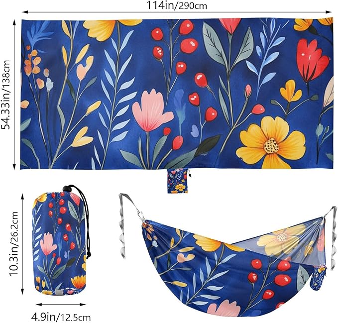 Cartoon Oberonia Royal Blue 330lb Capacity Hammocks with Portabl Carry Bag Rope Hammock for Outside Patio Backyard Poolside Base para poner hamaca