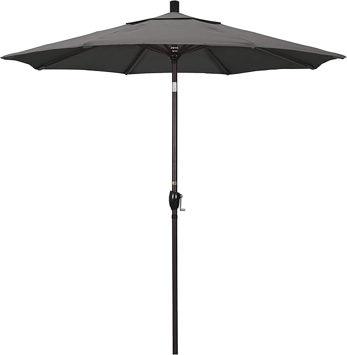 California Umbrella 7.5' Rd Pacific Trail Series Aluminum Patio Umbrella, Crank Lift, Push Button Tilt, Bronze Finish, Sunbrella Charcoal